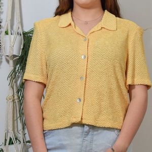 Vintage yellow button up down blouse